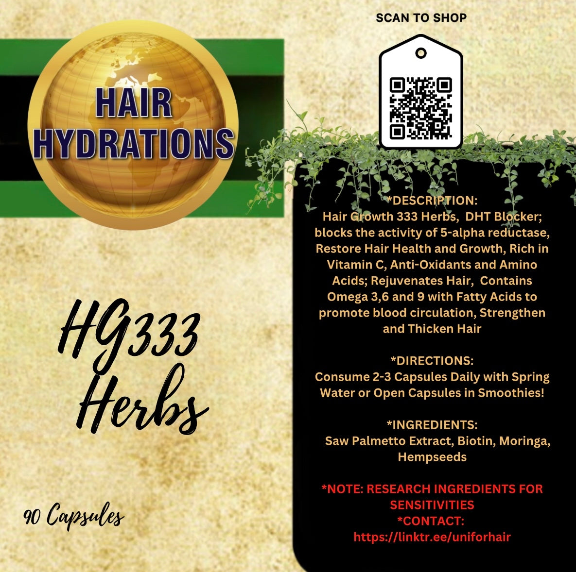 Hair Hydrations H.G. 333 Herbs